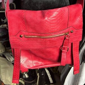 Jessica Simpson crocodile embossed large satchel purse